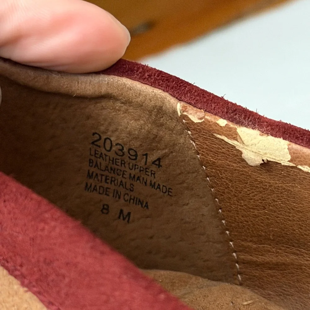Y2K Women Tan Burgundy Suede‎ Tassel Wedge Loafer Shoes Size 8 M